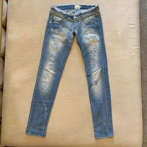 MET low-rise Swarovski Crystal waist bracelet jean